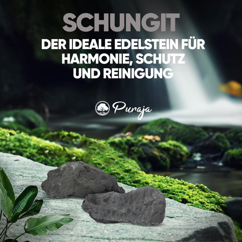 [Australia] - PURAJA Shungite Gemstone Set | Natural premium raw stones | Versatile use as water stones, healing stones, chakra stones | Pure crystals 350g 
