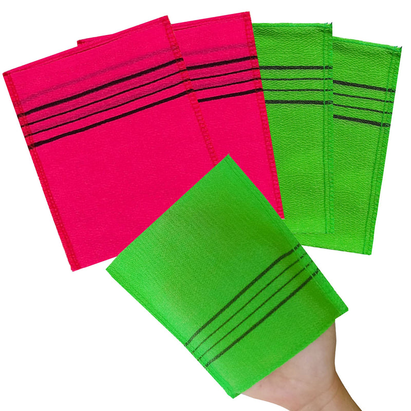 [Australia] - Korean Asian Exfoliating Bath Washcloth Mitt for Remove Dead Skin.Exfoliating Body Scrubber.Exfoliating Gloves for Body Scrub (green2 red2) green2 red2 