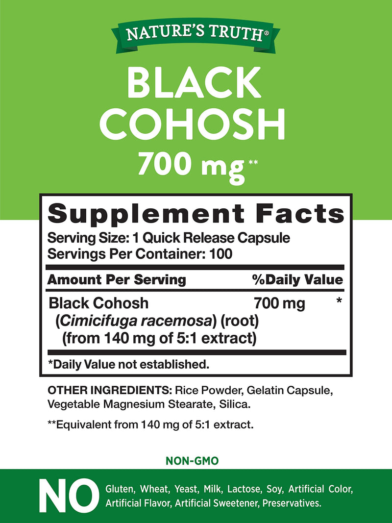 [Australia] - Nature's Truth Black Cohosh | 100 Capsules | Root Extract | Non-GMO, Gluten Free 