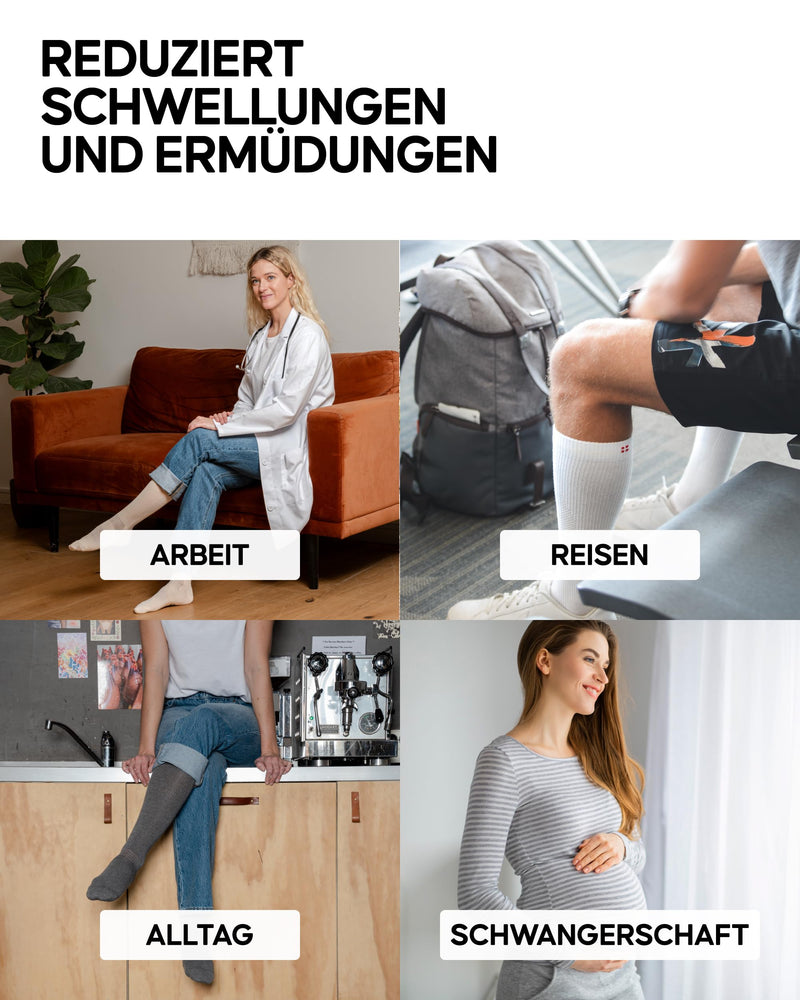 [Australia] - DANISH ENDURANCE Medical Compression Stockings Made of Organic Cotton (1 | 3 Pairs), 14-18 mmHg, Support Stockings, Compression Socks, Thrombosis Stockings Flight, Pregnancy, Running, for Women & Men Black 3 Pack 43-47 