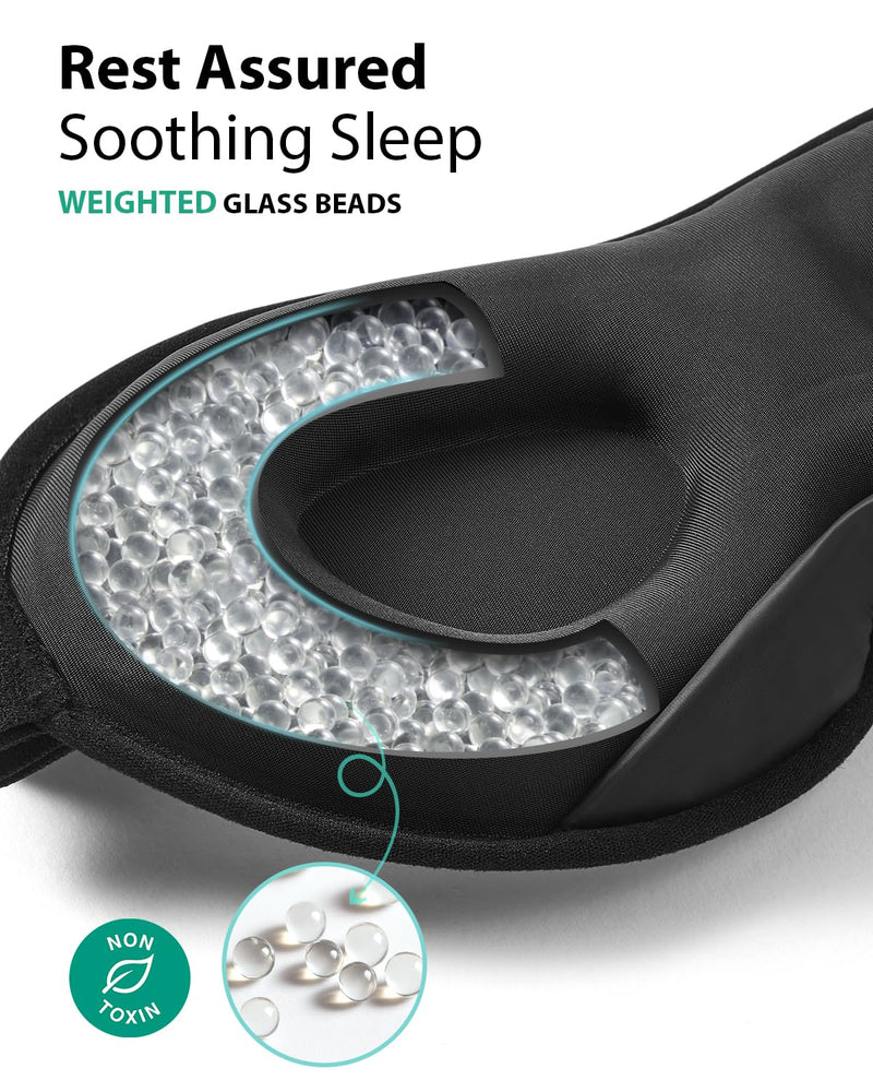 [Australia] - MABAO Weighted Eye Mask for Sleeping, Blackout 3D Contoured Sleep Mask with Adjustable Strap for Women Men, Memory Foam, Gentle Pressure Relief Comfort Eye Cover Blindfold for Insomnia & Travel -Black Black 