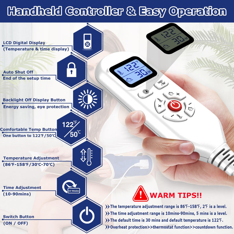 [Australia] - CAMECO Heating Pad for Wrist Pain Relief, Heated Wrist Wrap for Carpal Tunnel, 10-90Min Timer 