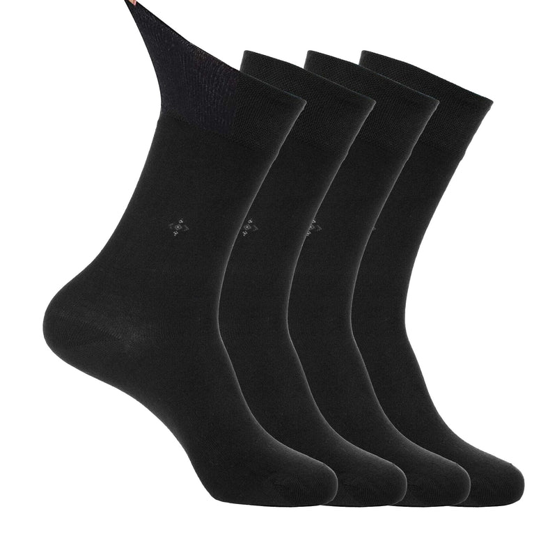 [Australia] - anatolian DIABETIC DRESS SOCKS Comfortable Soft - Men Women - Non constricting to ease circulation Neuropathy Maternity (Black 4 Pairs) Black 4 Pairs 