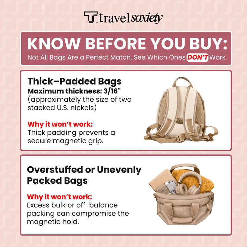 Trolley Strap, TSA Approved, Travel Accessory, Dark Brown | Magnetic, Over Suitcase Handle, Attaching Carry-On Bag, Add-a-Bag Sleeve for Tote, Backpack & Purse, Hands-Free, Neodymium