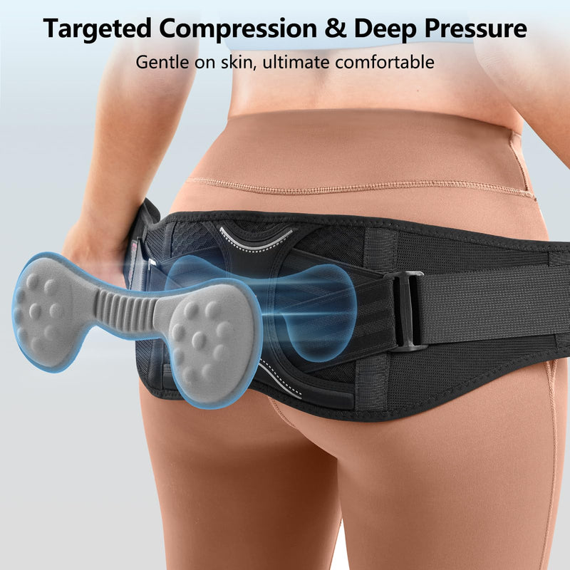 [Australia] - SueStar Sacroiliac Belt with Removable 3D Pressure, Hip Brace for SI Joints Pain, Lower Back Pain and Sciatica Nerve Relief, Anti-slip Si Joint Belt for Women,Gery.2XL XXL (Hip Size45.3-53.2Ôºâ Grey 