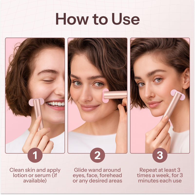 Red Light Therapy Wand for Face – 4-in-1 Device with Travel Case - Adjustable Head - Red & Blue LED - Soothing Massage - Portable Skin Care Tool for Anti-Aging, Glow & Firmness