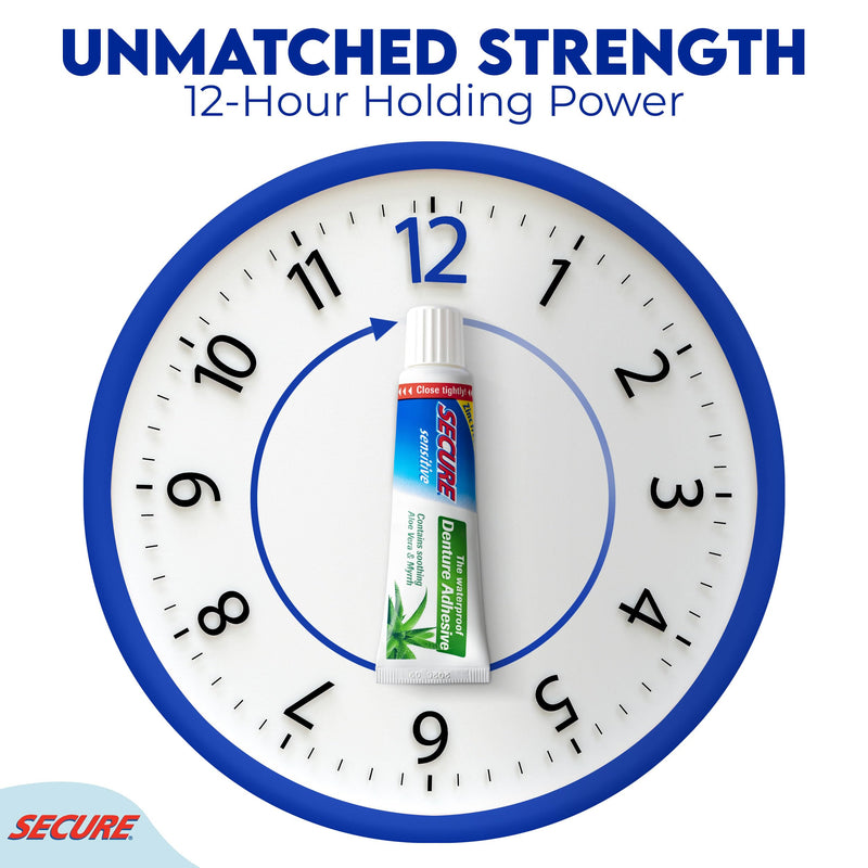 [Australia] - Secure Sensitive Denture Adhesive – 12-Hour Max Hold – Waterproof Seal – Zinc Free – Food Grade Ingredients – fsa hsa Approved – 1.4 oz (3 Pack) 3 