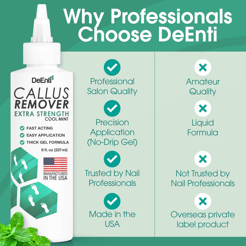 [Australia] - DeEnti Callus Remover for Feet, Extra Strength Foot Callus Remover Gel, 8oz Salon Grade Home Pedicure Supplies for Dry Skin, Cracked Heel, Professional Strength Foot Care, Cool Mint 
