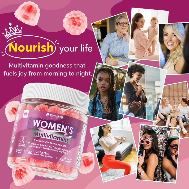 2 Pack - Womens Multivitamin Gummy, Methylated Multivitamin for Women, Biotin, Methylfolate, Iron, Collagen, Vitamins A C D, B Complex, Antioxidants for Women's Daily Support, Beauty, Immune, No Sugar 60 Count (Pack of 2)