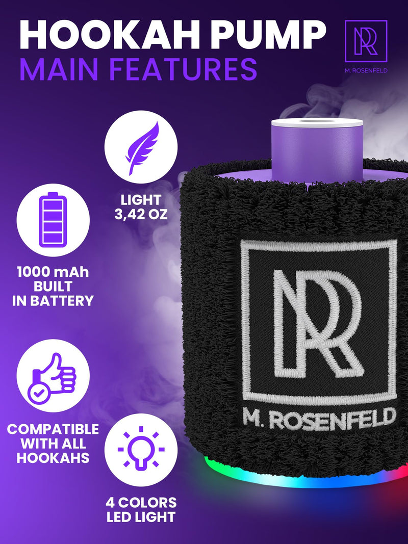 [Australia] - M. ROSENFELD Purple Mini Hookah Pump Hookah Starter with Rechargeable Battery - Electric Hookah Starter Vacuum Kit with Led Light - Mini Portable Charcoal Starter - Shisha Hookah Vacuum Starter Helper Purple Hookah Pump 