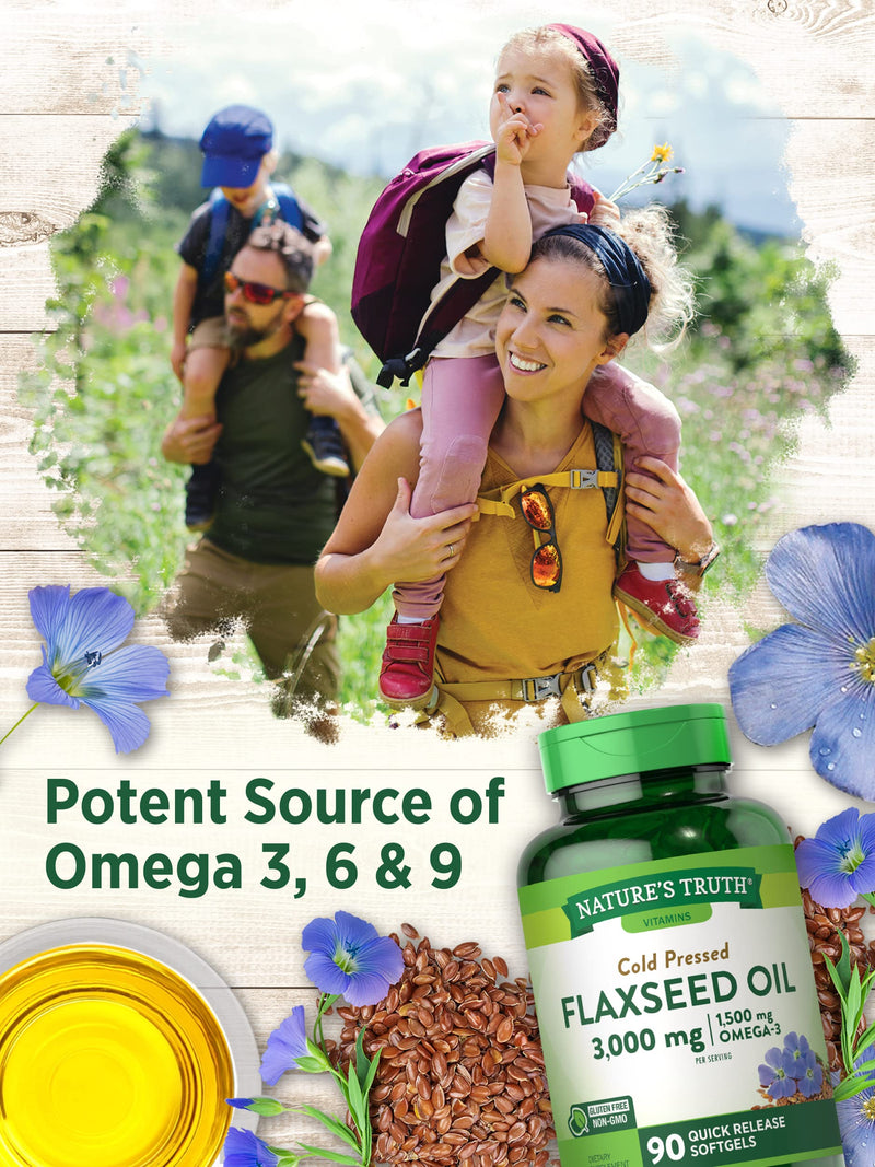 [Australia] - Flaxseed Oil Softgels | 90 Count | Cold Pressed, Non-GMO & Gluten Free Supplement | by Nature's Truth 
