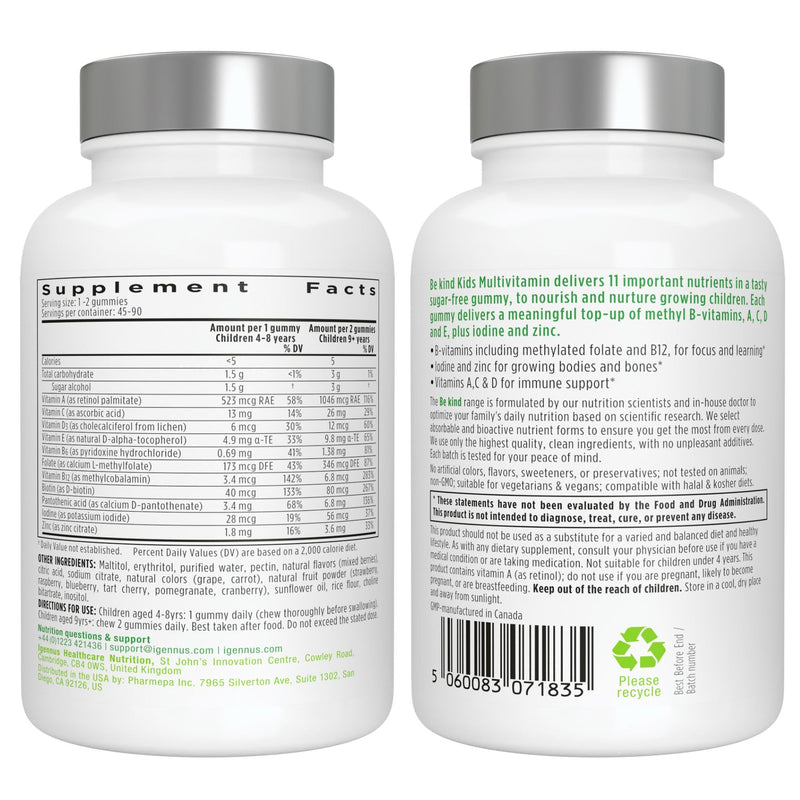 Multivitamin & Minerals for Men + Advanced Kids Multivitamin Gummy Vegan Bundle, with Methylated B-Vitamins, Vitamin A, C, D3 & E, Clean Label, 60 Tablets + 90 Berry Flavor Gummies, by Igennus