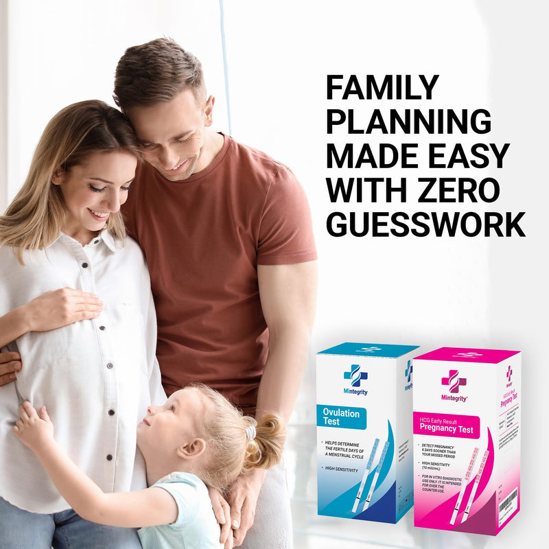 [Mintegrity] 50 Ovulation Test Strips and 25 Pregnancy Test Strips Combo Kit, (50 LH + 25 HCG), Easy to Use at Home