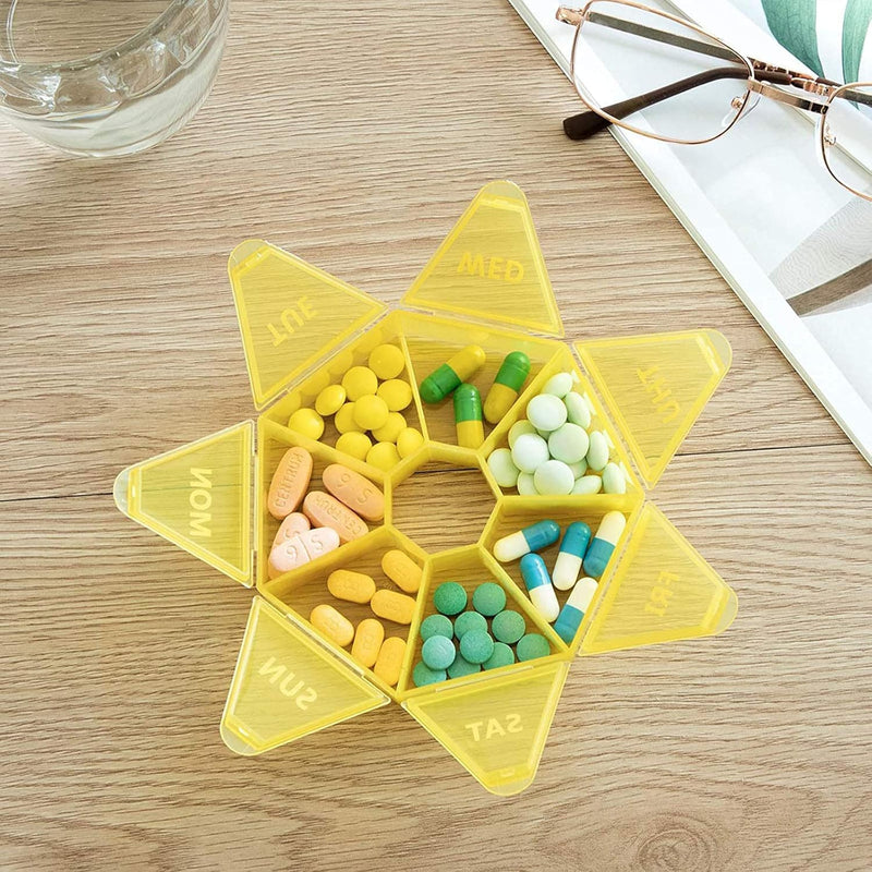Weekly Pill Organizer Large 7 Day Pill Box Organizer Daily Medicine Case for Vitamin Fish Oil Pills Supplements Arthritis Friendly