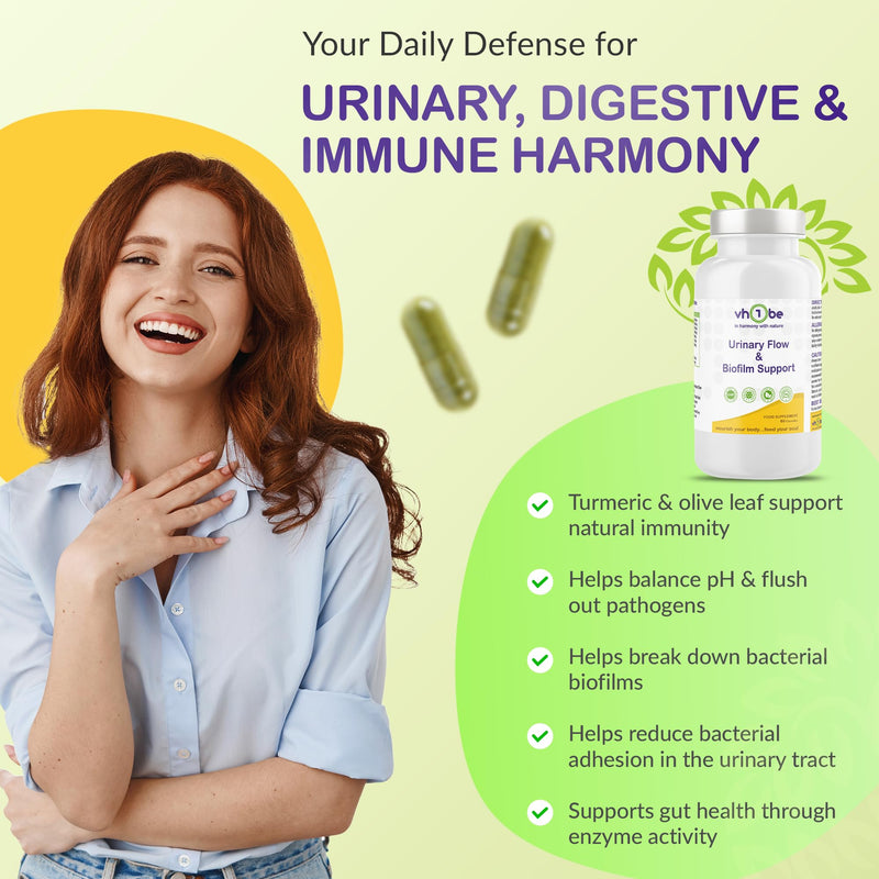 D-Mannose Urinary Tract & Bladder Support Supplement | Biofilm Support Formula with Cranberry, Berberine, Digestive Enzymes & Botanicals | 60 Capsules | vh1be