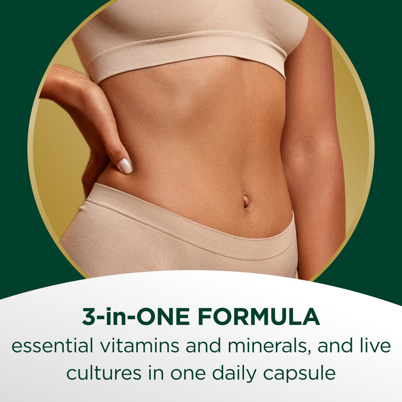 Centrum Multibiotics Complete Capsules, probiotic 18 Live Culture strains with multivitamin, 18 Essential Vitamins and Minerals Including Vitamin D, B12, Zinc and Iodine, 30 Capsules