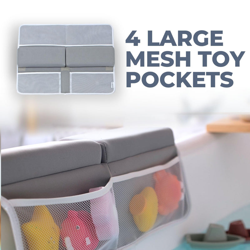 [Australia] - Comfortable Baby Bath Kneeler and Elbow Rest Pad Set ‚Äì Thick Memory Foam Bath Kneeling Pad with Elbow Support ‚Äì Baby Bathtub Cushion with Toy Organizer for Bathing Infant or Toddler - Grey 01/Grey 