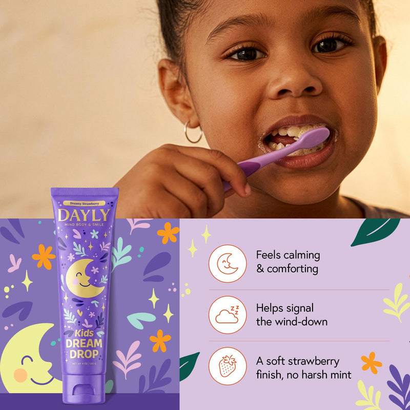 DAYLY Fluoride-Free Toothpaste - Nano Hydroxyapatite Toothpaste with Vitamins & Botanicals for Teeth Whitening and Enamel Remineralizing Support, 4 oz (PM | Dreamy Strawberry, Kids) PM | Dreamy Strawberry