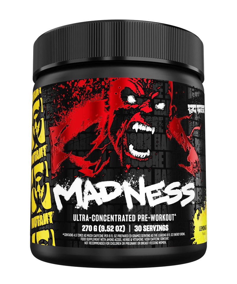 MUTANT Madness | Ultra-Concentrated Pre-Workout Supplement | 360mg Caffeine, 4g Pump & Performance Blend, Beta-Alanine, Energy & Focus | 30 Serving | Lemonade 30 servings (225 g)