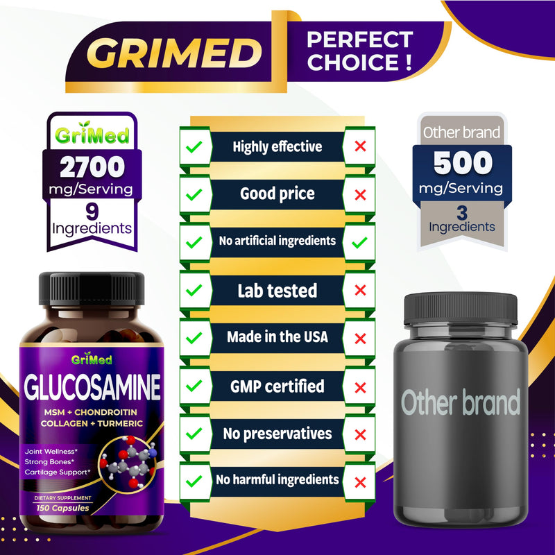 [Australia] - Glucosamine 12,000mg - X12 Power with MSM, Chondroitin, Collagen, Turmeric for Joint Wellness, Strong Bones, Cartilage Support - USA Made & Tested 150 Count (pack of 1) 