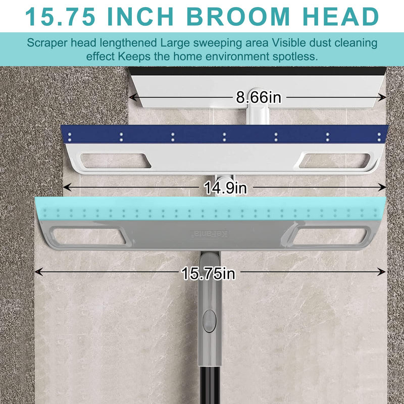 [Australia] - Multifunction Magic Broom, Silicone Floor Squeegee Broom with 59" Long Handle, Scraping Broom for Floor Bathroom Kitchen Shower Tile Pet Hair Fur Marble Glass Water Window Foam Cleaning, Blue Blue Magic Broom 