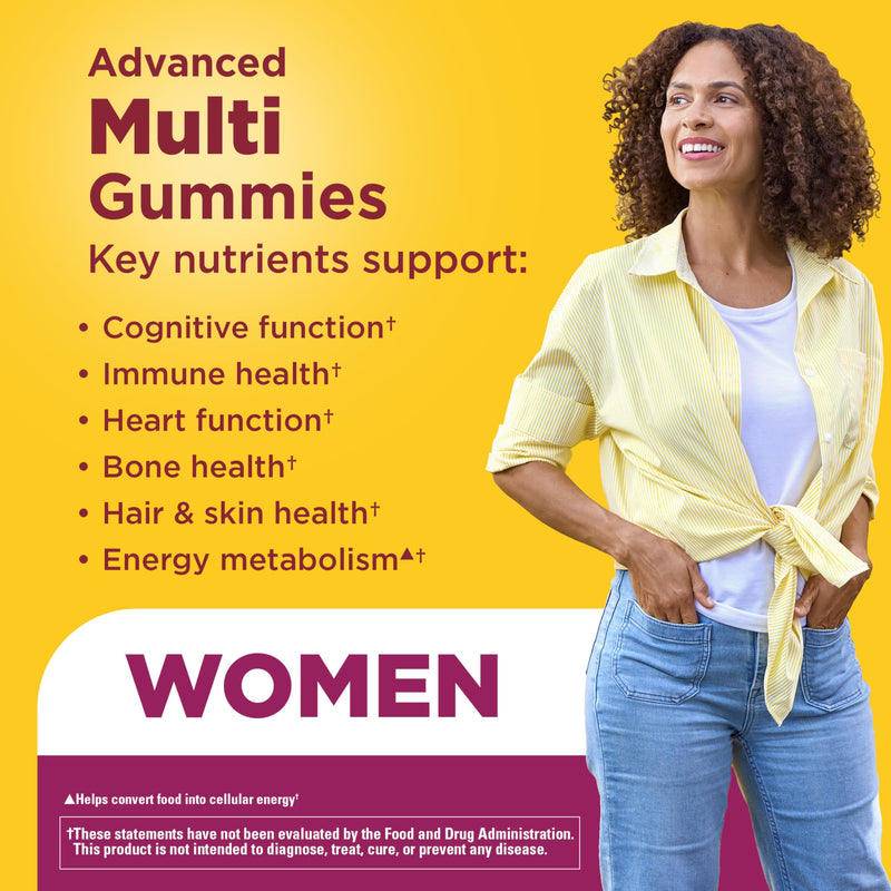 Nature Made Advanced Womens Gummy Multivitamins, 90 Multi Vitamin Gummies | Multivitamin Gummies for Women with Magnesium Citrate, Calcium, & B Vitamins, Daily Nutritional Support, 30 Day Supply 90 Count (Pack of 1)