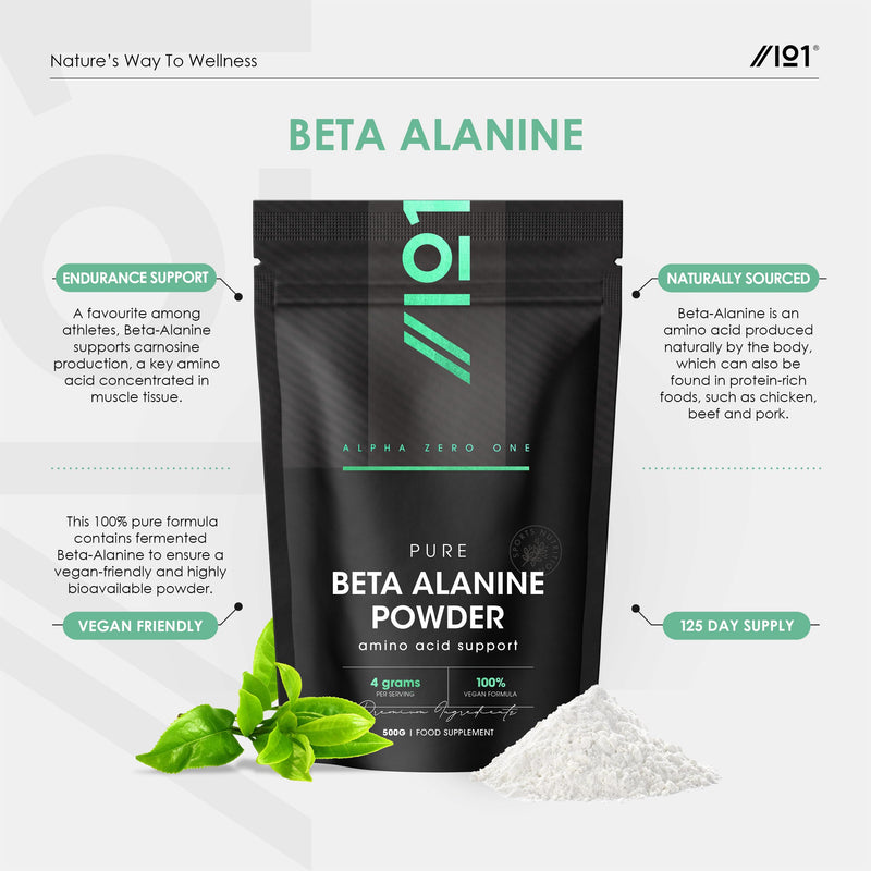 Fermented Beta-Alanine Powder 500g – Unflavoured – Resealable and Recyclable Pouch by Alpha01