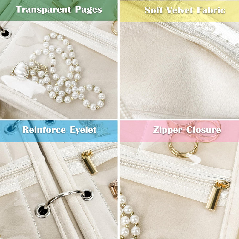 2 PCS Travel Jewelry Organizer Cases,Small Jewelry Bags with Clear Zipper Velvet Pouches for Traveling