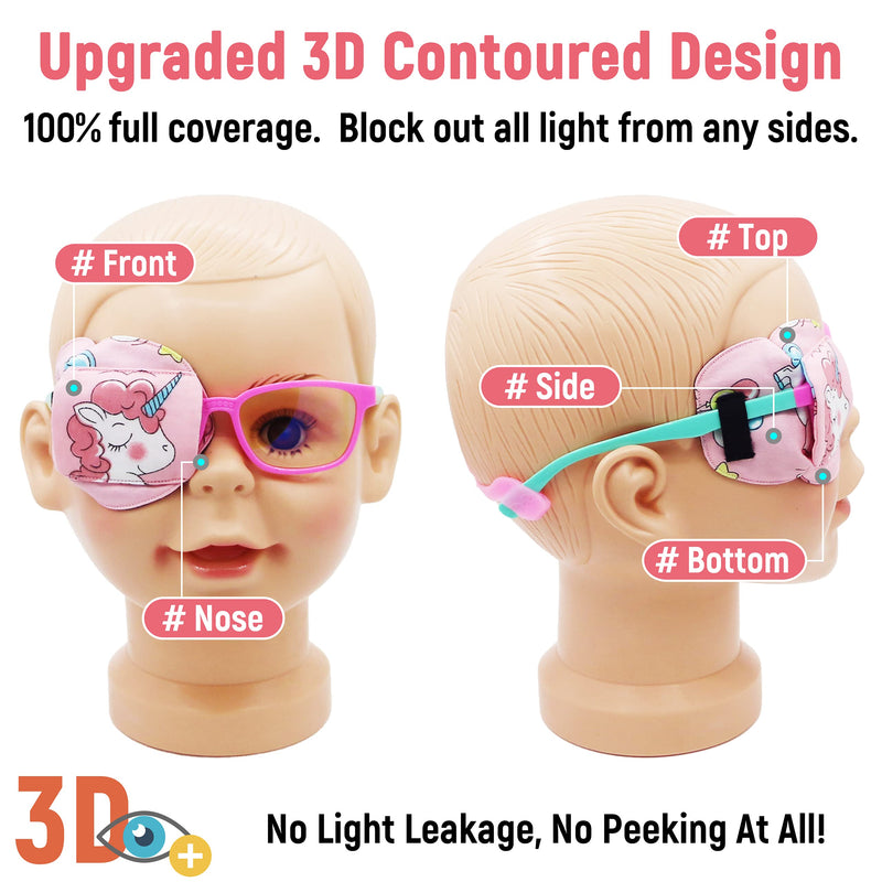 [Australia] - 3D Cotton & Silk Eye Patch for Kids | Girls Eye Patch for Glasses | Medical Eye Patch for Children with Lazy Eye (Pink Unicorn, Right Eye) To Cover Right Eye Pink Hair Unicorn 