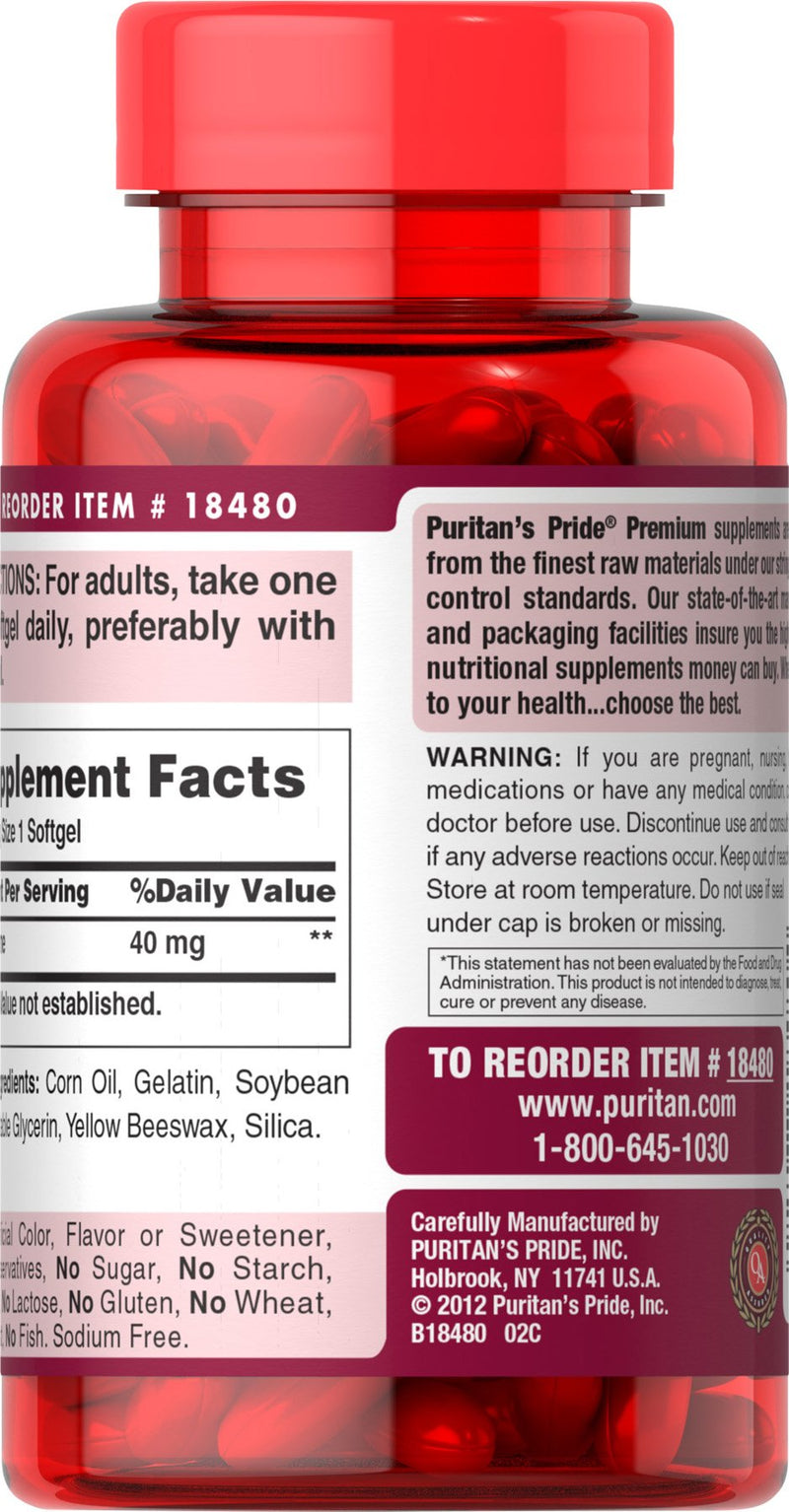 [Australia] - Puritan's Pride Lycopene 40 mg, Supplement for Prostate and Heart Health Support**, Contains Antioxidant Properties**, 60 Rapid Release Softgels 60 Count (Pack of 1) 