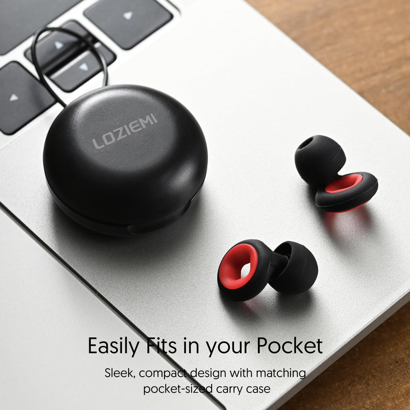 [Australia] - LOZIEMI Quiet Earplugs for Sleeping and Noise Reduction - Super Soft Reusable Flexible Silicone Hearing Protection for Concerts, Noise Sensitivity - 8 Earplugs (Blcak, Moyen) Blcak 