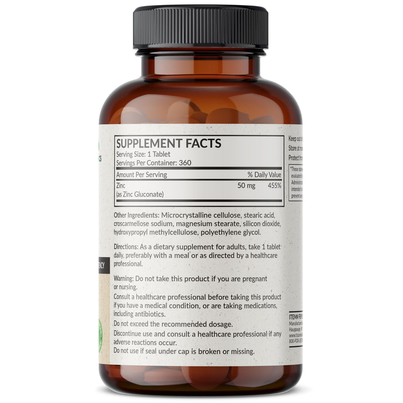 [Australia] - Futurebiotics Zinc 50 MG High Potency, 1 Year Supply - Non-GMO 360 Vegetarian Tablets 