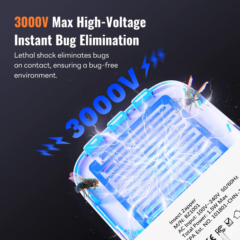 [Australia] - Mosalogic Bug Zapper Indoor Electronic Fly Swatter Plug-in Flying Insect Killer with UV Light for Indoor Use Compact Bug Zappers for Flying Insects, Gnats, Moths, Flies (White-1pack) 