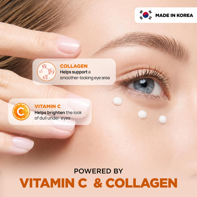 Clear Beauty Vitamin C & Collagen Eye Cream – Dermatologist Tested, Anti Aging Korean Skin Care – Targets Dark Circles, Lines & Puffiness For Firmer Eyes – Vegan, Clean Beauty – 1.01 Fl Oz