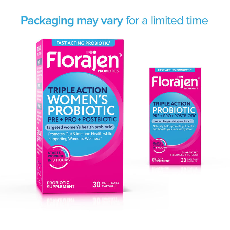 [Australia] - Florajen Women's Complete Triple-Action Prebiotic + Probiotic + Postbiotic for Digestive & Immune Support - Fast-Acting Relief from Constipation & Bloating - Gluten-Free - Vegan - Non-GMO - 30-Count 30 Count (Pack of 1) 