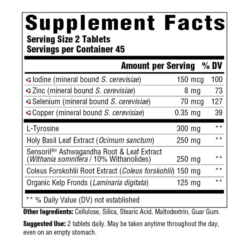 [Australia] - MegaFood Thyroid Strength - Mineral Supplement - Thyroid Support for Women with Ashwagandha, Zinc, Selenium, Copper, Iodine & L-Tyrosine & Herb Blend - Vegetarian - 90 Tabs (45 Servings) 90 Count (Pack of 1) 