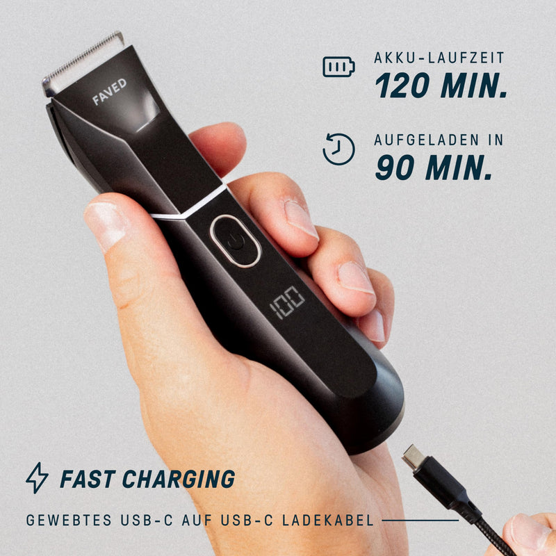 [Australia] - FAVED The Bodygroomer 2.0 intimate razor & body hair trimmer with revolutionary safety blade for men, 120 min power, shower-proof, LED light, beast mode - from Germany 