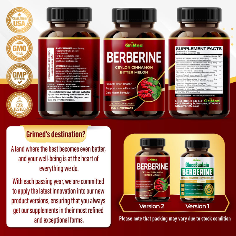 [Australia] - Berberine Supplement 9,500mg with Ceylon Cinnamon Bitter Melon Supports Healthy Immune System - Made in The USA 90 Count (Pack of 1) 