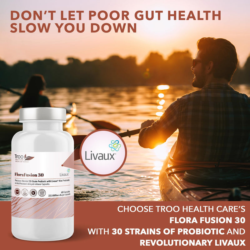 Troo Health Care FabFlora Advanced Probiotic and Livaux Prebiotic Active Cultures Supplement - 60 Capsules - 30 probiotics Strains (22.5 Billion CFU) 22.5 Billion CFU
