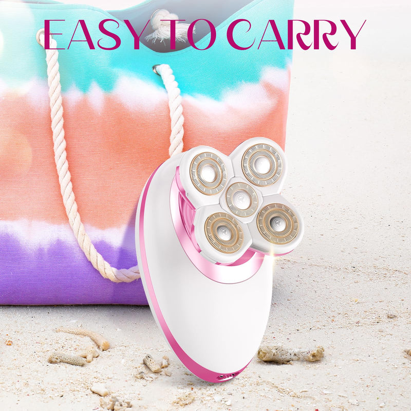 Electric Razors for Women Legs, Flawless Electric Shaver for Women, Rechargeable Waterproof Women's Bikini Trimmer for Arms Legs Underarms and Pubic Area (Pink) Pink