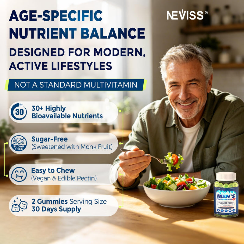 Men's 50 Plus Multivitamin Gummy w/Omega-3, Lutein, Pumpkin Seed, Lycopene | Plant Blend, CoQ10, Vitamins & Minerals, Methylated Multivitamin for Men - Cognition, Antioxidant, Muscle & Eye Support 60Ct