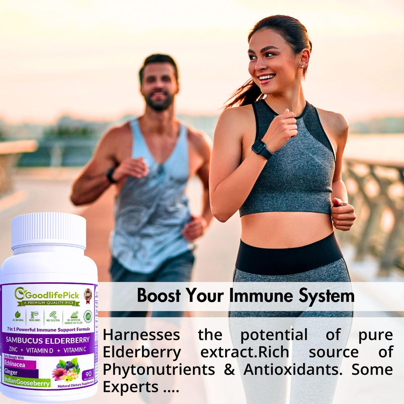 7 in 1 Elderberry with ZINC, Vitamin C, Vitamin D, Echinacea, Ginger & Indian Gooseberry (Amla).Premium Elderberry Capsules 90 ct, All Natural,Non-GMO,Vegan,No Rice Powder, No-Gluten 90 Count (Pack of 1)