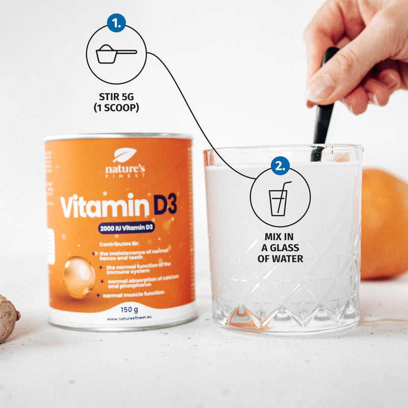 Nature's Finest by Nutrisslim Vitamin D3 Powder 2000 IU, 150 g - 30 Servings - High-Dose Vitamin D for Immune Support, Bone & Muscle Health - Optimal Absorption, Sugar-Free, Lemon Flavor 150 g (Pack of 1)