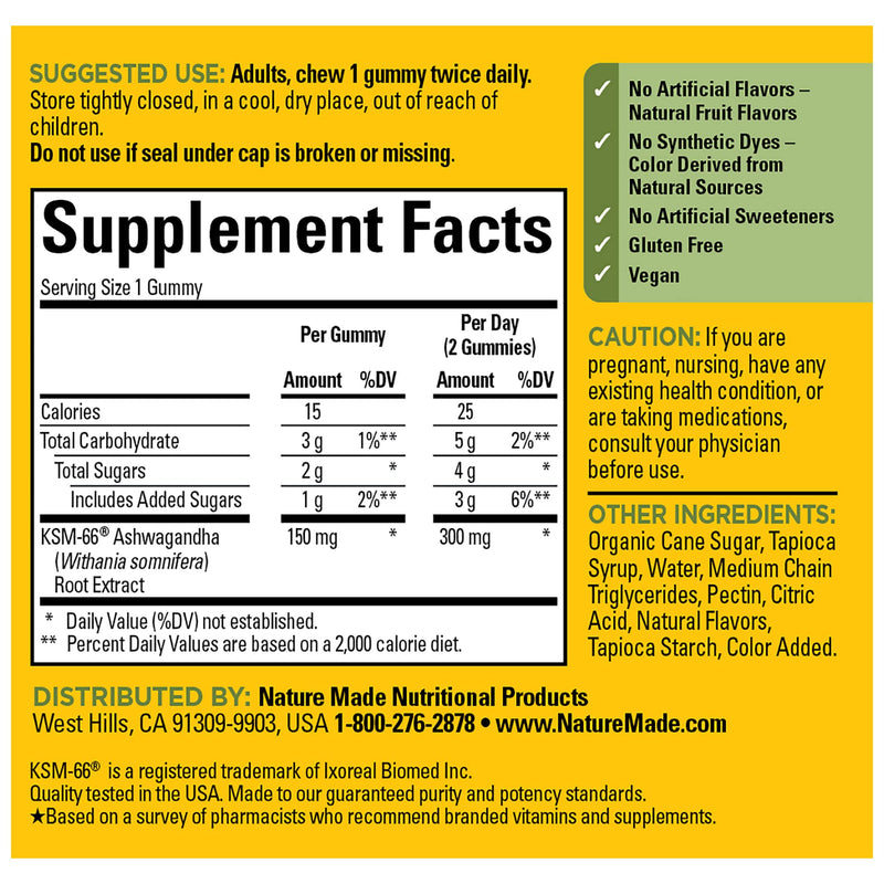 [Australia] - Nature Made Ashwagandha Gummies, Vegan, KSM 66 Ashwagandha for Stress Support, 60 Count, 30 Day Supply Mixed Berry 60 Count (Pack of 1) 
