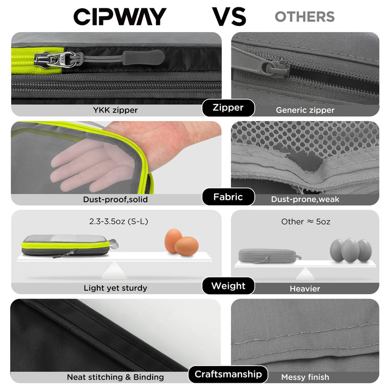 Cipway Compression Packing Cubes Mesh (8 Pcs, Black) | See Through Mesh Luggage Organizer Bags, Travel Essentials for Carry on Suitcase with Clear Toiletries Bag 8PCS