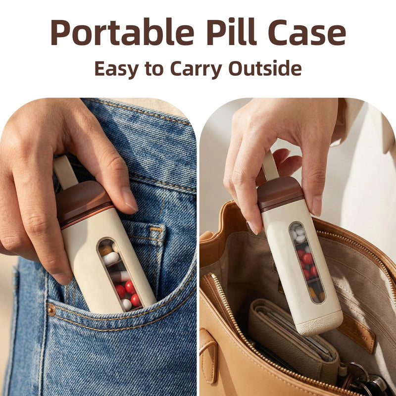Mini Pill Organizer, 3 Compartments Airtight Travel Pill Box | Food-grade ABS pill case with airtight design, 3 compartments for organizing daily medication, vitamins and tablets on the go White