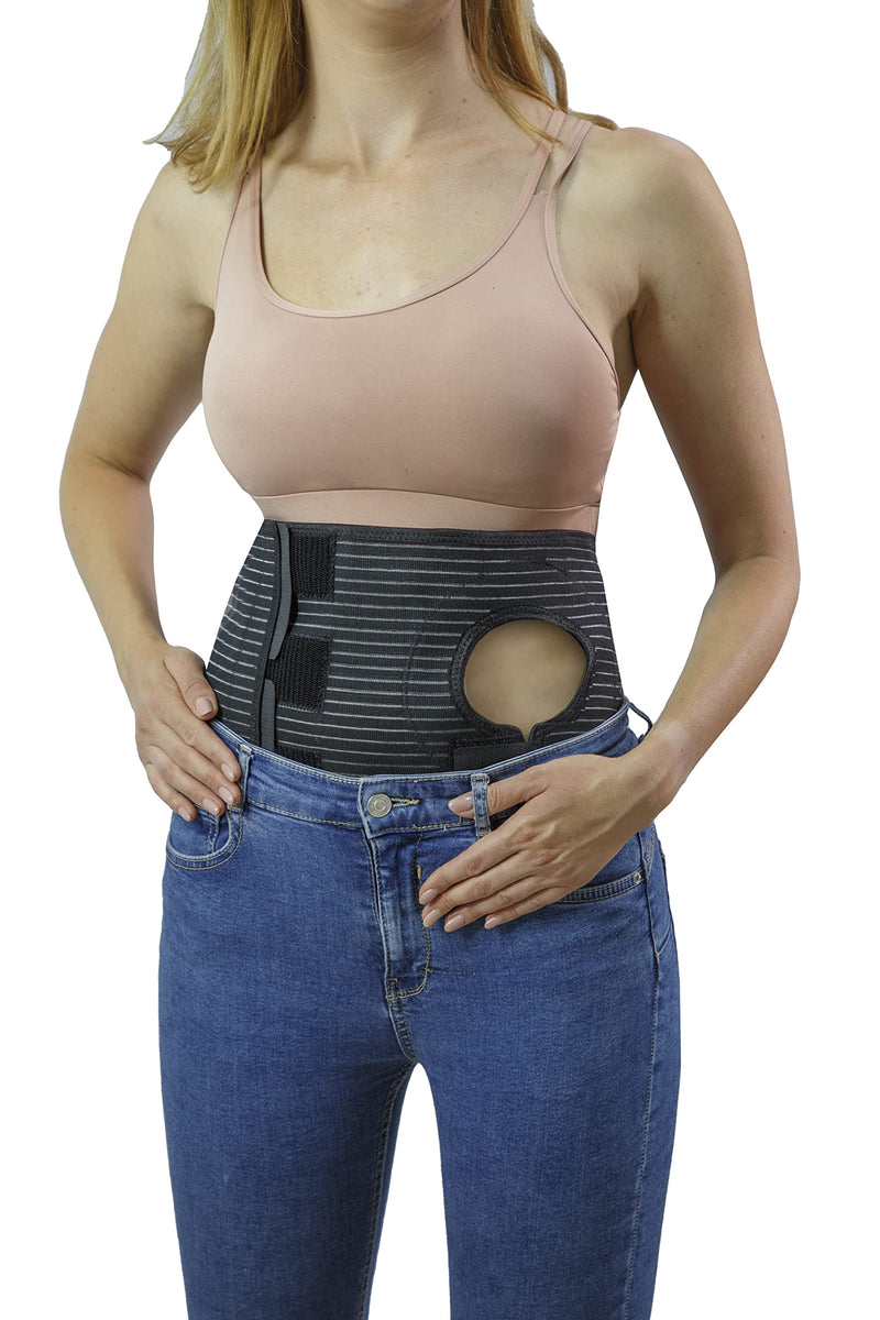 [Australia] - Abdominal Ostomy Belt for Post-Operative Care after Colostomy or Ileostomy Surgery Abdomen (Large), Black Large 