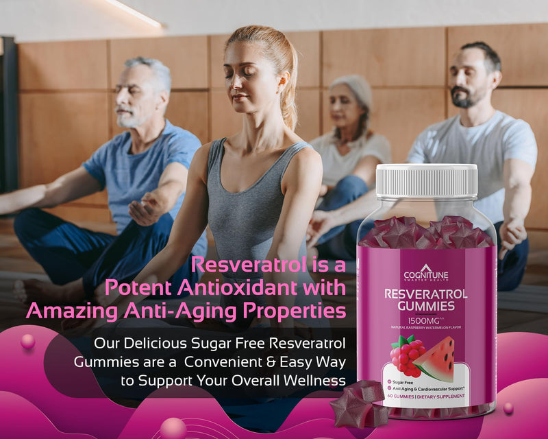 [Australia] - Resveratrol Gummies - Sugar Free Natural Raspberry Watermelon Flavor, 1500mg Resveratrol Supplement for Heart, Brain, Immune Support & Wellness, Powerful Antioxidant with Anti-Aging Benefits 