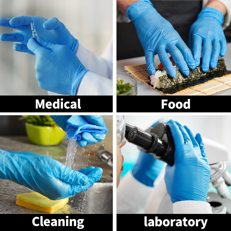 [Australia] - Basic Medical Nitrile Exam Gloves, Powder-Free Non-Sterile Food-Safe Cleaning Disposable Glove, Blue 100Pcs Blue (Medium 100) 