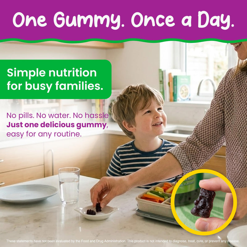 KIDS SMART Picky Eaters Multivitamin + Veggies Gummies, Daily Wellbeing | Essential Vitamins, Minerals + Veggie Blend, Sugar-Free Vegan Gummies, Non-GMO, Supports Growth, Immunity & Wellness, 30 Ct